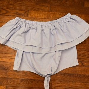 Off the shoulder stripe cropped blouse